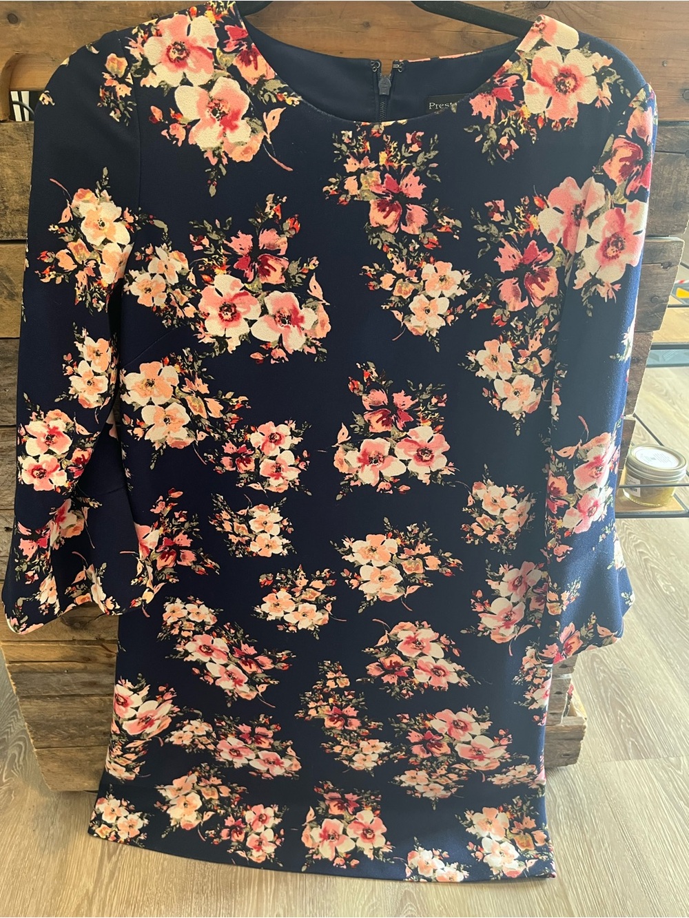 Preston & York Navy Floral Shift Dress with Pink Blooms